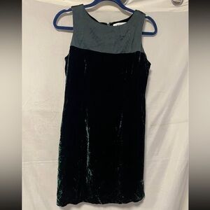 Green Velvet and Silk Shift Dress Size 6